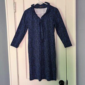 J. McLaughlin Blue and Black Midi Dress